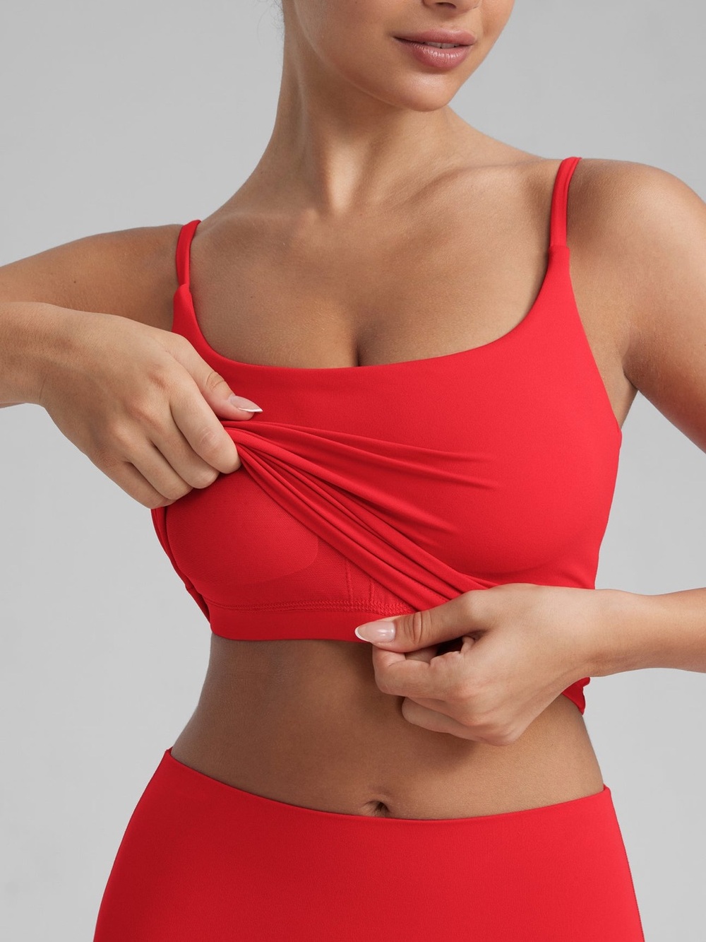 CRZ YOGA Red Cropped Tank Top with Thin Straps - Picture 4 of 6